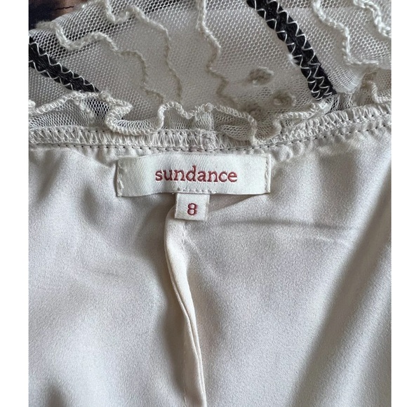 Sundance Women's Mesh  Ivory Lace Embroidered Dress Sleeveless Boho Size 8 - Picture 10 of 12